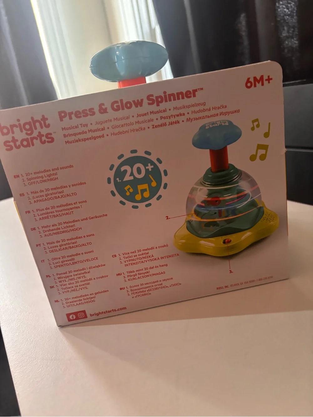 Bright Starts Press & Glow Spinner - Green/Yellow